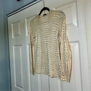 J. McLaughlin Lenny Crocidilla Crocodile Animal Print Sweater Size Small Cream